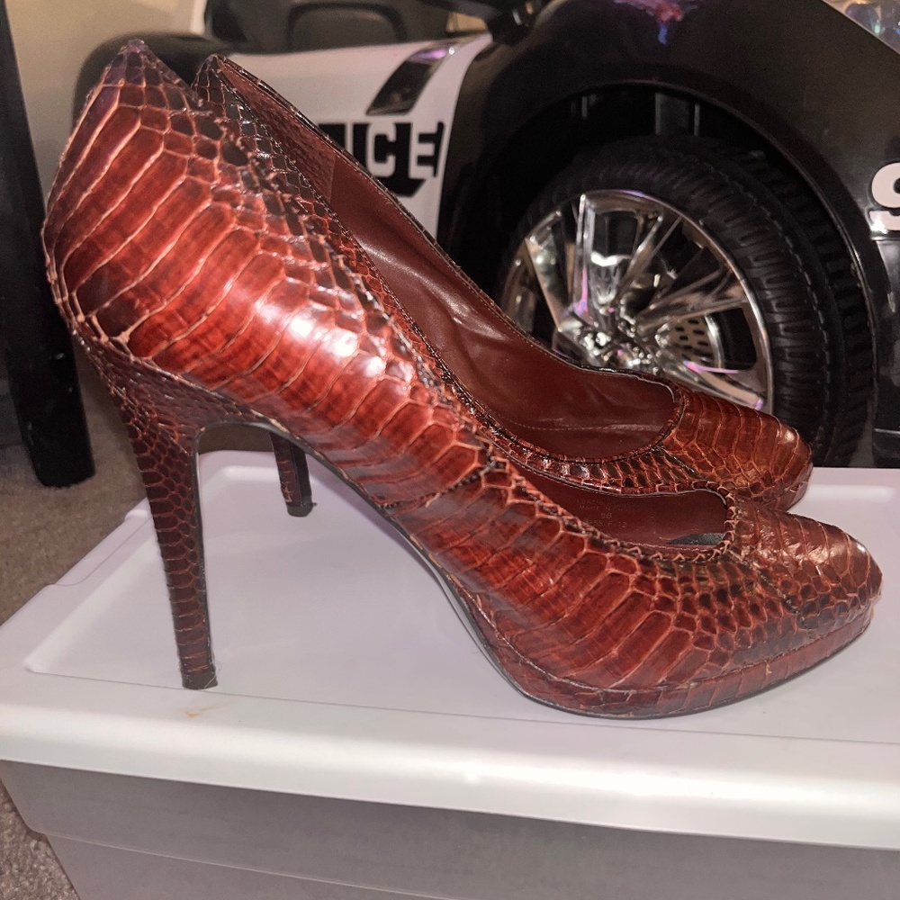 Ralph Lauren snake print heels
